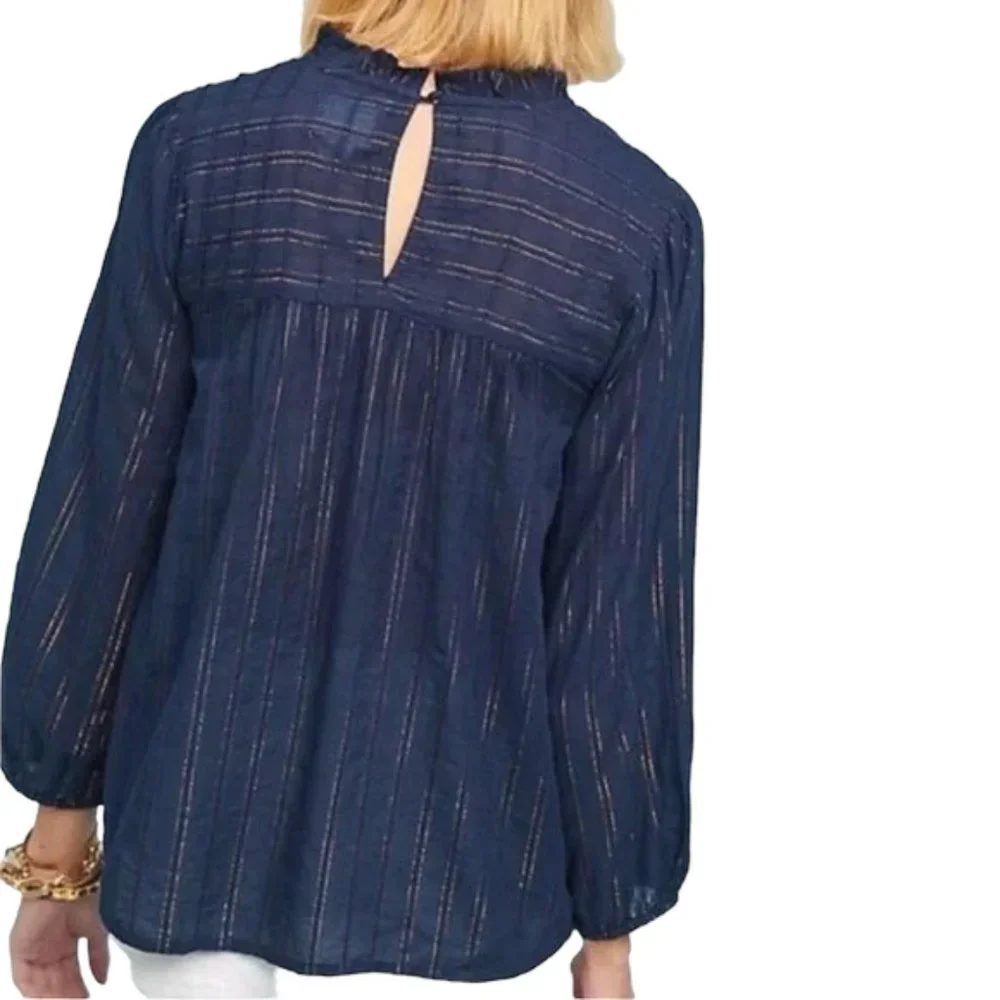 Anthropologie Navy Blouse - Picture 3 of 10